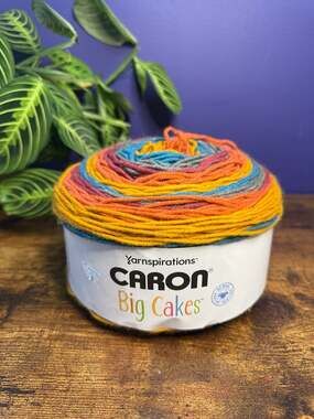 Caron Big Cakes Self-Striping Acrylic Yarn in Toffee Brickle